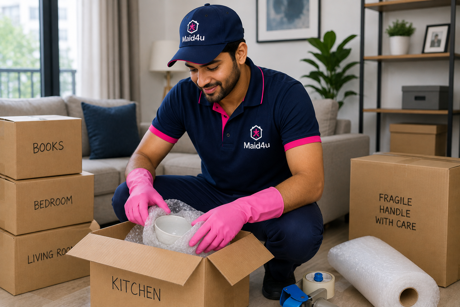 Maid4u professional providing packing and unpacking service